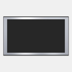 Adesivo Retangular Modelo em Branco Elegante Falso Prata e Preto