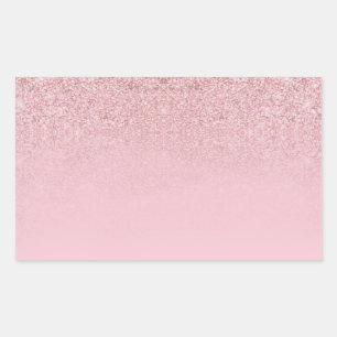 Adesivo Retangular Modelo Moderno Brilhante em Rosa Dourado Elegante