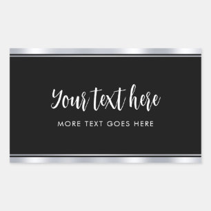 Adesivo Retangular Modelo Simples Falso Prata Personalizado Manuscrit