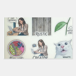 Adesivo Retangular Modern Creator & Nature Sticker Sheet - Funny Cat 