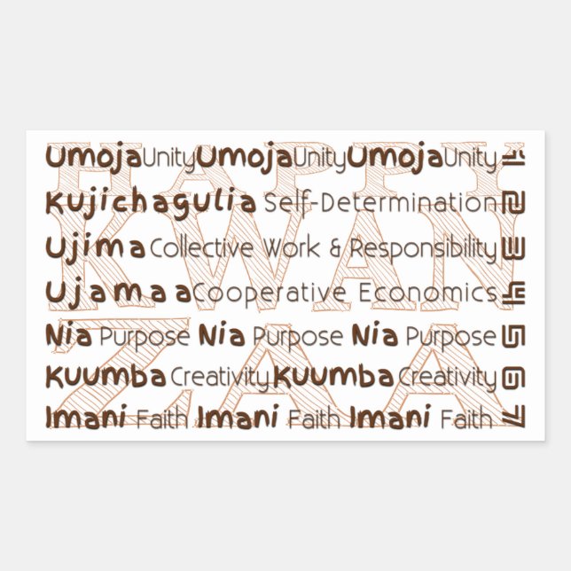 Adesivo Retangular Modern Happy Kwanzaa (Frente)