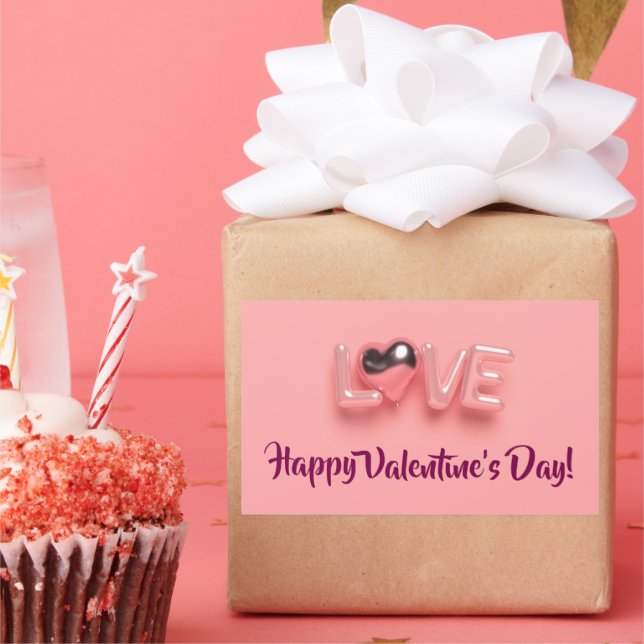 ADESIVO RETANGULAR  MODERN  HEART PINK VALENTINES DAY   (Festa)