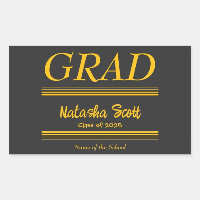 Adesivo Retangular Modern Personalized grad school Graduation (Frente)