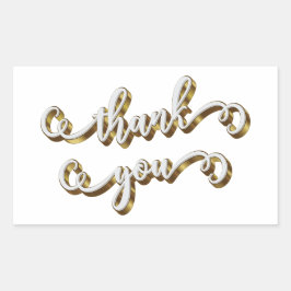 Adesivo Retangular Moderna Tipografia Dourada Obrigado