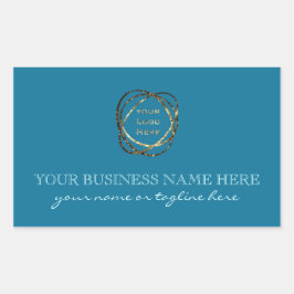 Adesivo Retangular Moderno Aqua Turquoise Adicionar Logotipo de Negóc