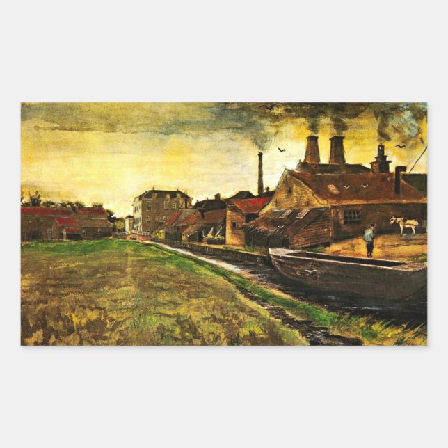 Adesivo Retangular Moinho de ferro em Haia por Vincent van Gogh (Frente)
