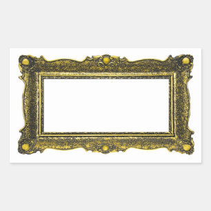 Adesivo Retangular Moldura para retrato Dourado antiga