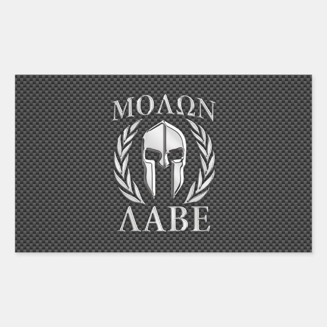 Adesivo Retangular Molon Labe Chrome Style Spartan Armor Carbon Fibra (Frente)