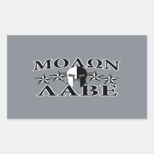 Adesivo Retangular Molon Labe Spartan Warrior 5 estrelas Black White