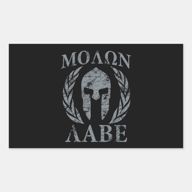 Adesivo Retangular Molon Labe Spartan Warrior Laurels (Frente)