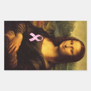 Adesivo Retangular Mona Lisa Com Fita Rosa
