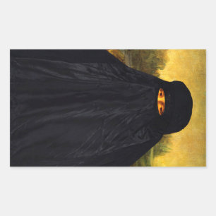 Adesivo Retangular Mona Lisa escondida atrás do Burqa
