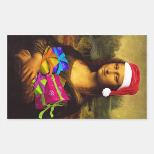 Adesivo Retangular Mona Lisa Vem Como Papai Noel