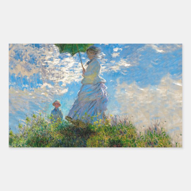 Adesivo Retangular Monet Mulher Guarda-Sol Impressionismo (Frente)