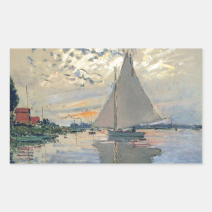 Adesivo Retangular Monet Sailboat French Impressionism Classic Art