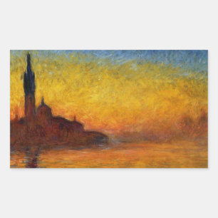 Adesivo Retangular Monet Sunset Veneza Impressionismo Colorido Arte
