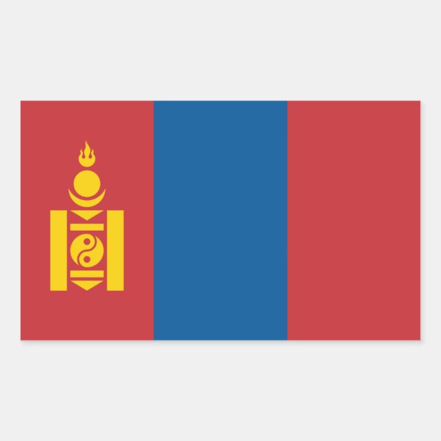 Adesivo Retangular Mongólia/Bandeira Mongólia (Frente)