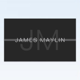 Adesivo Retangular Monograma de Cinzas Escuras, Nome e Faixa Geométri