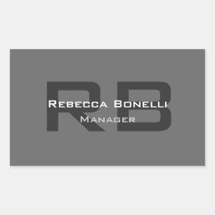 Adesivo Retangular Monograma de cinzas Mínimo Personalizado Moderno
