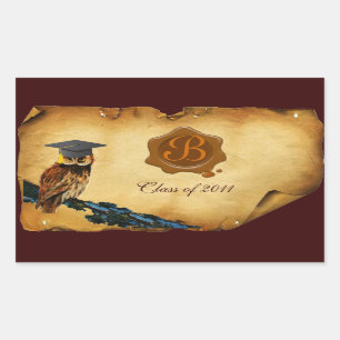 ADESIVO RETANGULAR MONOGRAMA DO SELO DA CERA DO MARROM DO PERGAMINHO