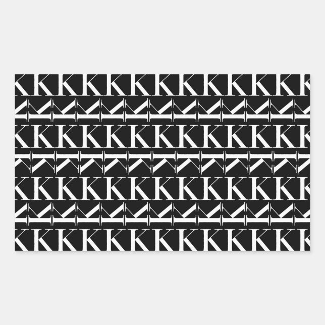 Adesivo Retangular Monograma - Letra inicial K (Frente)