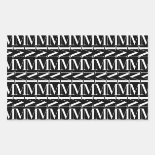 Adesivo Retangular Monograma - Letra Inicial M