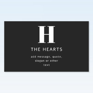 Adesivo Retangular Monograma Moderno Editável Nome e Mensagem   Preto