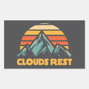 Adesivo Retangular Montanha Clouds Rest Yosemite Réтро Turquesa