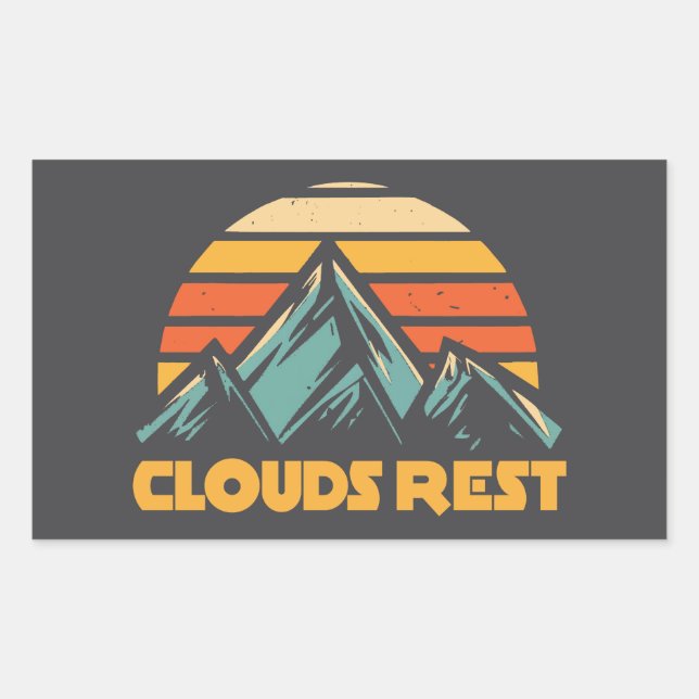 Adesivo Retangular Montanha Clouds Rest Yosemite Réтро Turquesa (Frente)