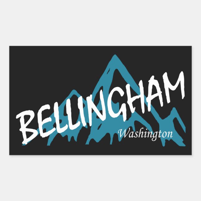 Adesivo Retangular Montanhas de Bellingham Washington (Frente)