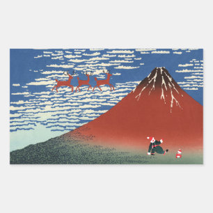 Adesivo Retangular Montanhas Fuji no Natal, Arte Japonesa