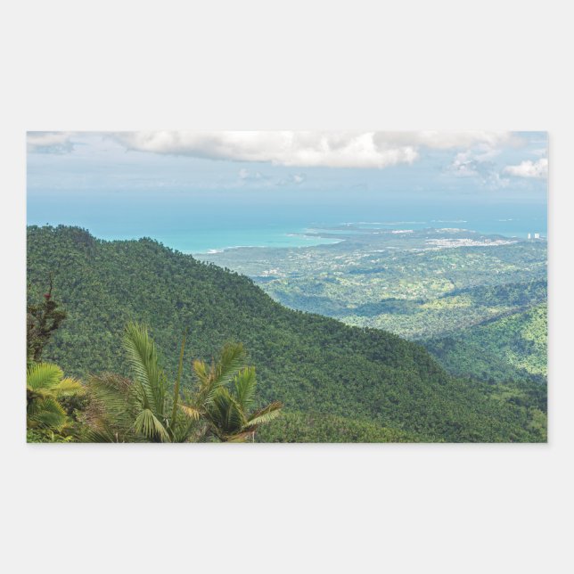 Adesivo Retangular montanhas luquillo sobre o litoral porto rico (Frente)