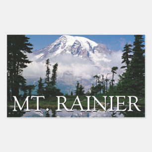 Adesivo Retangular Monte Rainier Reflexo em uma Lagoa de Montanha