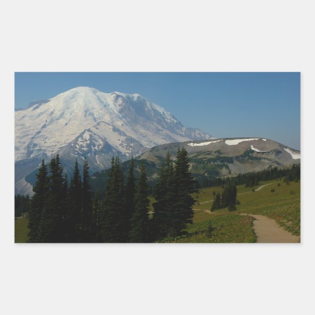 Adesivo Retangular Monte Rainier visto da trilha Sourdough Ridge (Frente)