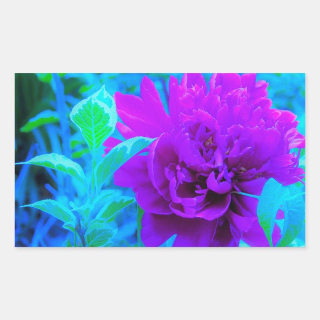 Adesivo Retangular Moody Purple Peony com Linda Folhagem Weigela (Frente)