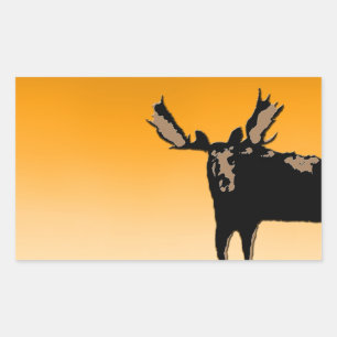 Adesivo Retangular Moose no Sunset - Arte original sobre a vida selva