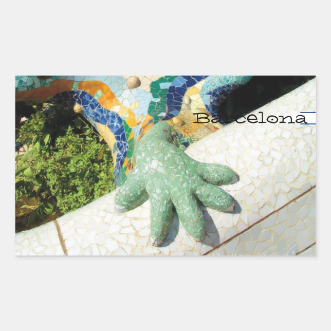 Adesivo Retangular Mosaicos da Mão de Barcelona Lizard (Frente)