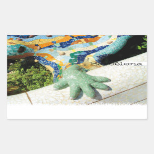 Adesivo Retangular Mosaicos da mão do lagarto de Barcelona