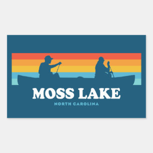 Adesivo Retangular Moss Lake North Carolina Canoe