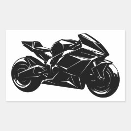Adesivo Retangular Motocicleta Futurista Vetor Preto Branco