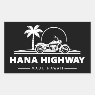 Adesivo Retangular Motocicleta Maui Hawaii, na autoestrada Hana