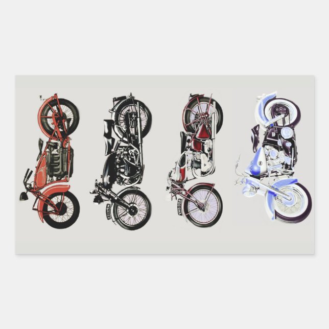 Adesivo Retangular MOTOCICLOS DE VINTAGEM CLÁSSICA Cinza Negra Vermel (Frente)