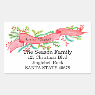 Adesivo Retangular Movimentamos/Novo Endereço, aquarela Natal