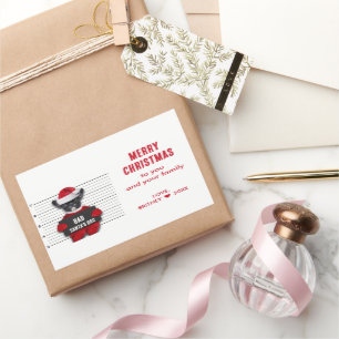 Adesivo Retangular Mugshot Bad Papai noel Dog Engraçado Natal