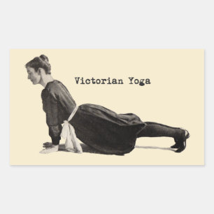 Adesivo Retangular Mulher de Yoga Vitoriana Vintage Impressão em Pose