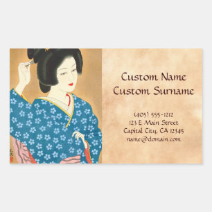 Adesivo Retangular Mulher japonesa da senhora do sentimento do