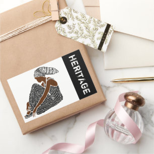 Adesivo Retangular Mulher Negra em Cabeça Quebra Patrimônio Africano