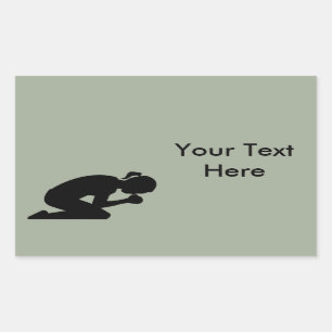 Adesivo Retangular Mulher se ajoelhando na oração. Reze Sem Cessar