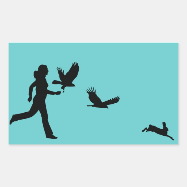 Adesivo Retangular Mulher Voando Harris Hawks (Frente)