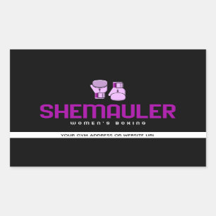 Adesivo Retangular Mulheres Shemauler Boxando Luvas Rosa Rosa Boxando
